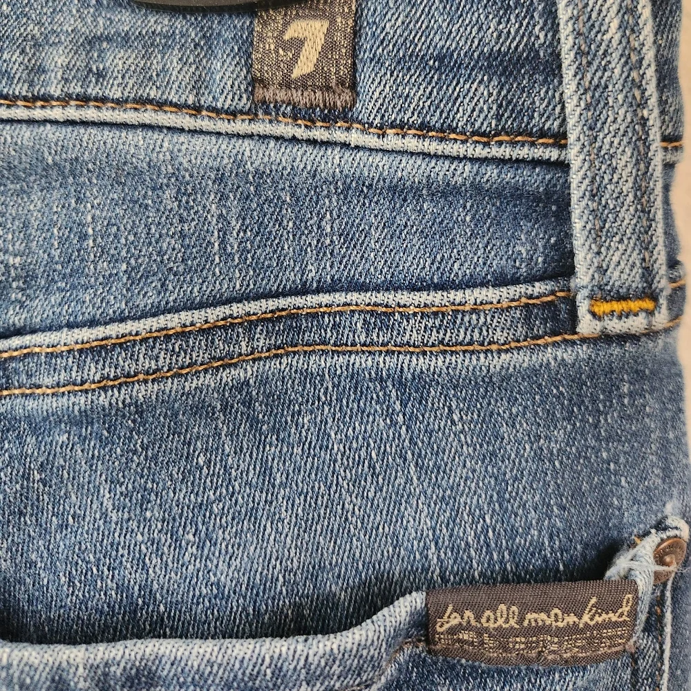 7 For‎ All Mankind Slimmy Jeans Straight Leg Medium Wash Blue Denim Size 33